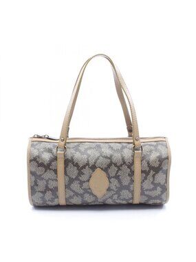 Saint Laurent Yves Handbag Leopard Khaki Canvas Leather